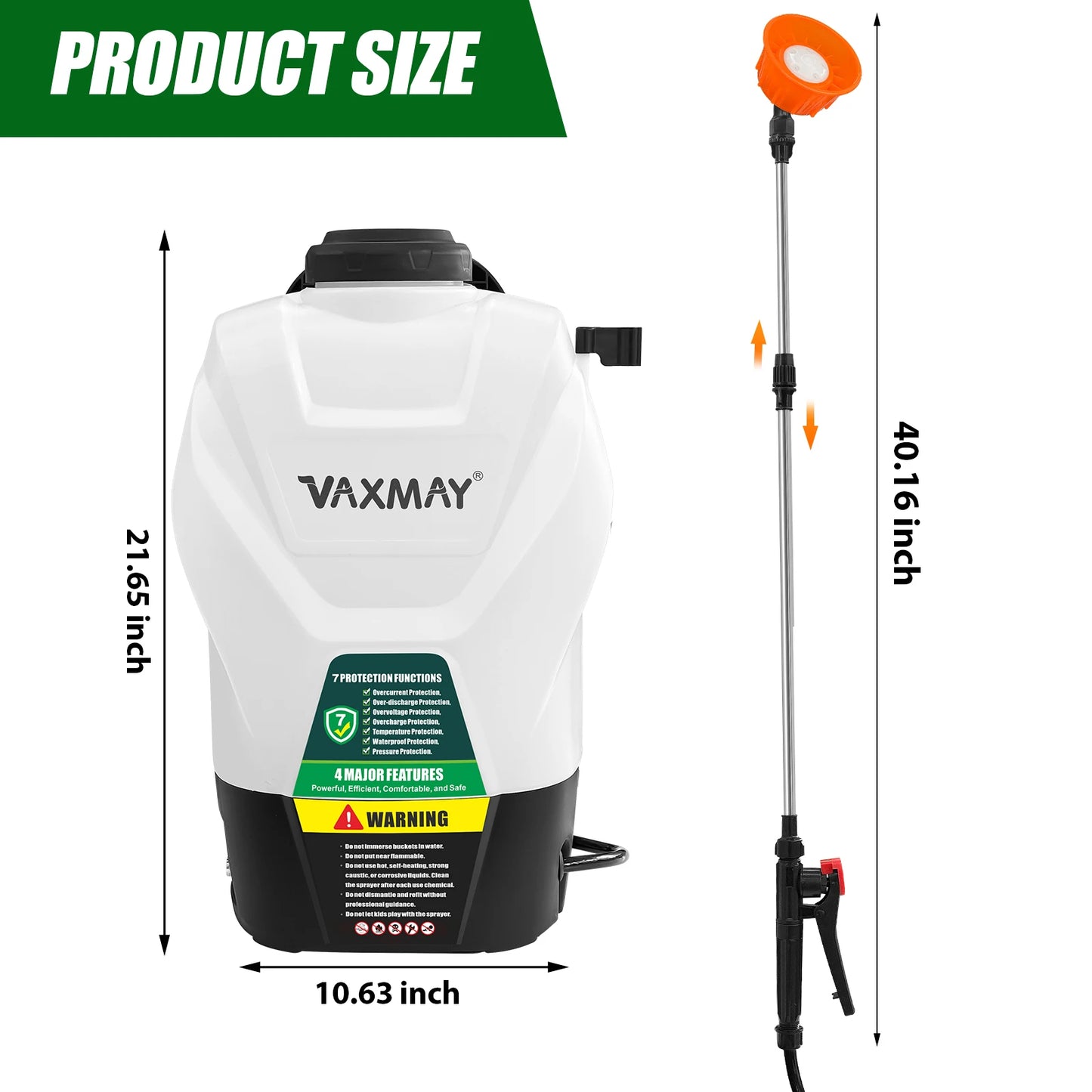 VAXMAY 16L Backpack Sprayer 4 Gallon Battery Powered Garden Sprayer 75 PSI Electric Sprayer 2.5Ah Battery&Charger included
