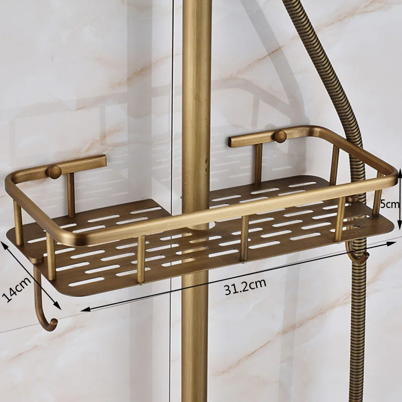 Shower Faucet Set Bathroom Shower Column with Shelf Rainfall