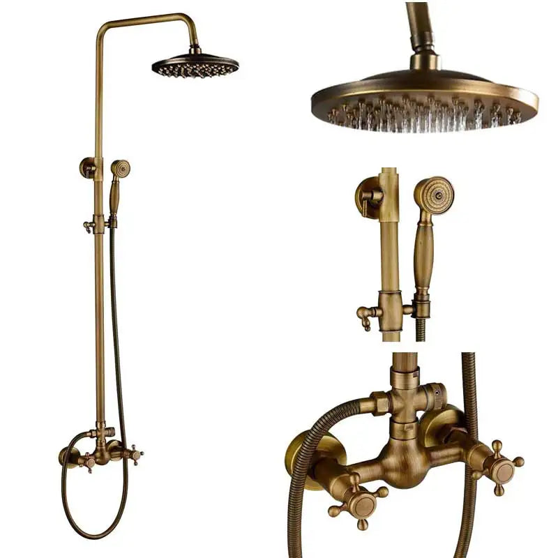 Shower Faucet Set Bathroom Shower Column with Shelf Rainfall