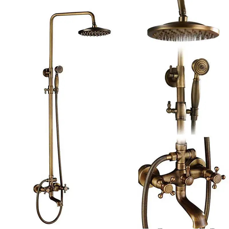 Shower Faucet Set Bathroom Shower Column with Shelf Rainfall