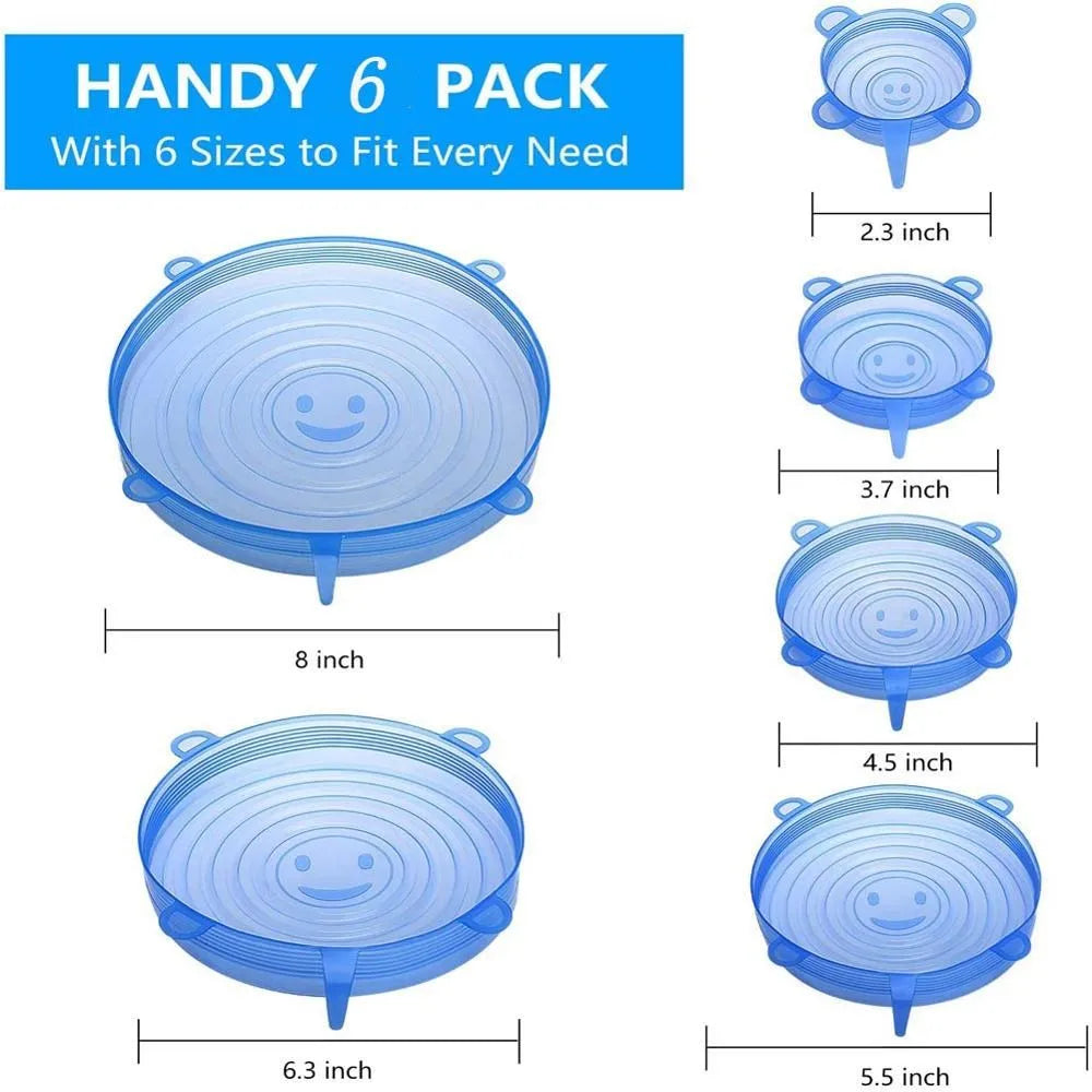 6 Pcs Silicone Cover Stretch Lids for Kitchen Microwave Food Covers Bowl Caps