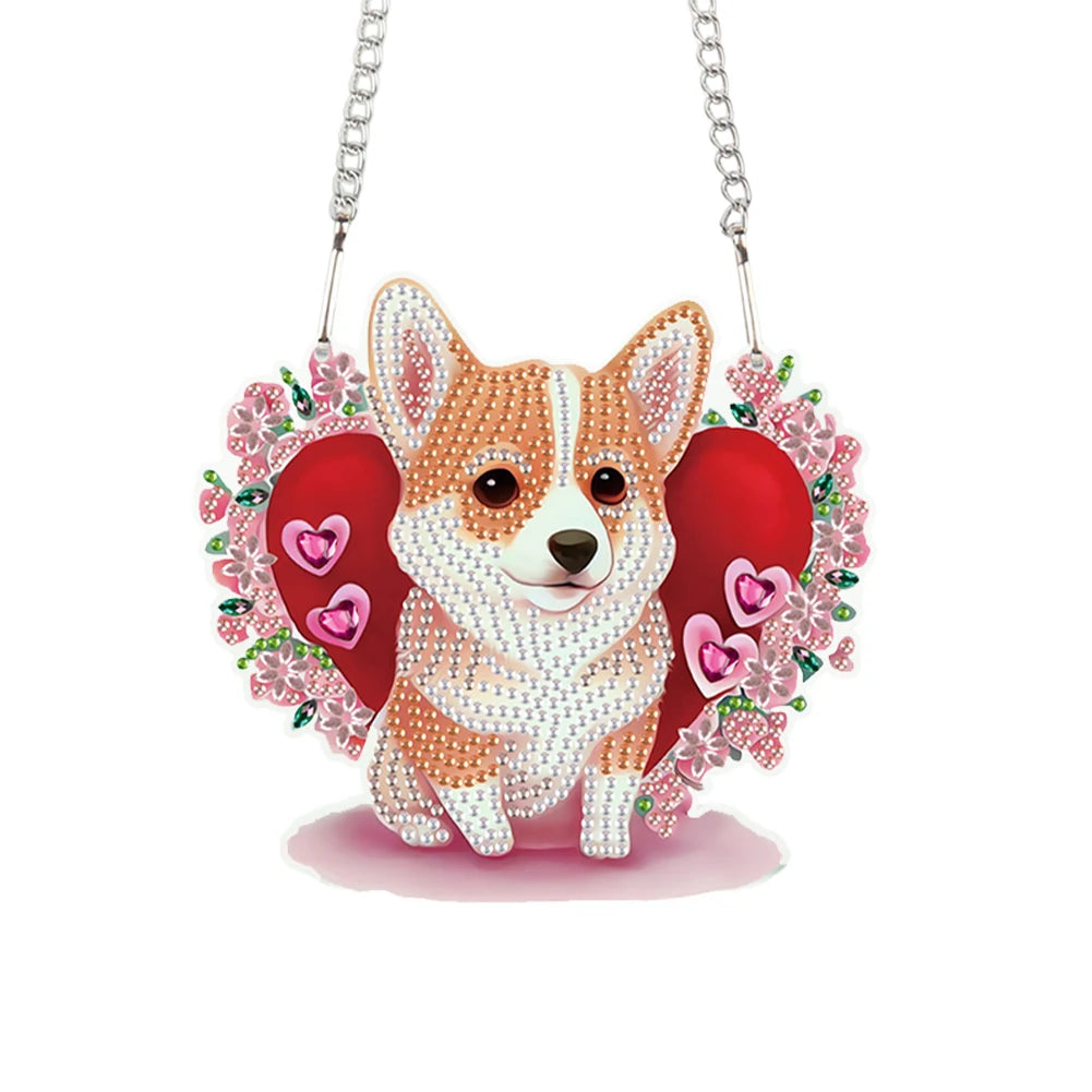 Valentines Day Love Puppy DIY Diamond Art Pendant Kit