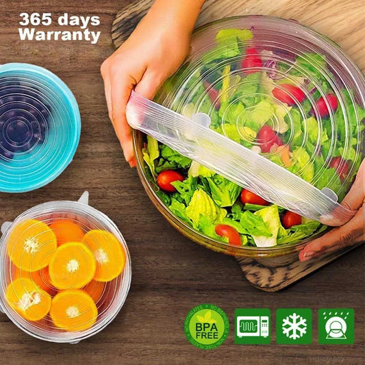 6 Pcs Silicone Cover Stretch Lids for Kitchen Microwave Food Covers Bowl Caps