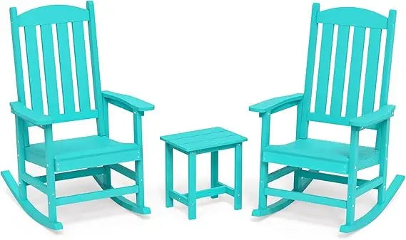 Outdoor Rocking Chairs Set of 3, 2 Chairs & 1 Table