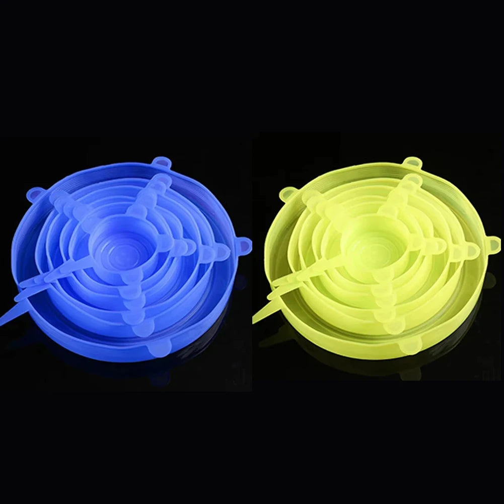 6 Pcs Silicone Cover Stretch Lids for Kitchen Microwave Food Covers Bowl Caps