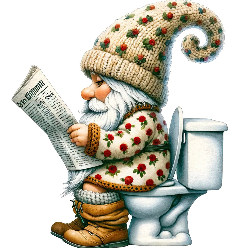 5D DIY Full Round Drill Diamond Painting Toilet Gnome Kit