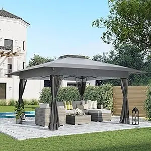 13’x13’ Pop Up Gazebo, with Metal Frame Mosquito Netting