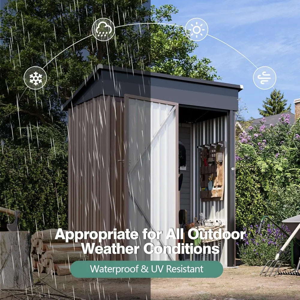 5'x3' Outdoor Storage Shed, Metal Tool Shed with Lockable Door,