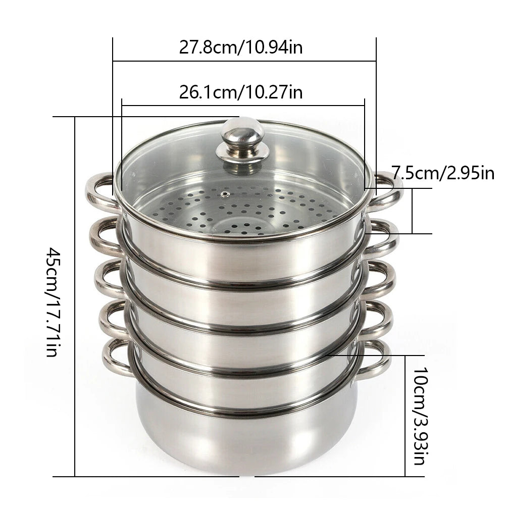 5 Tier Stainless Steel Steamer Pot Set