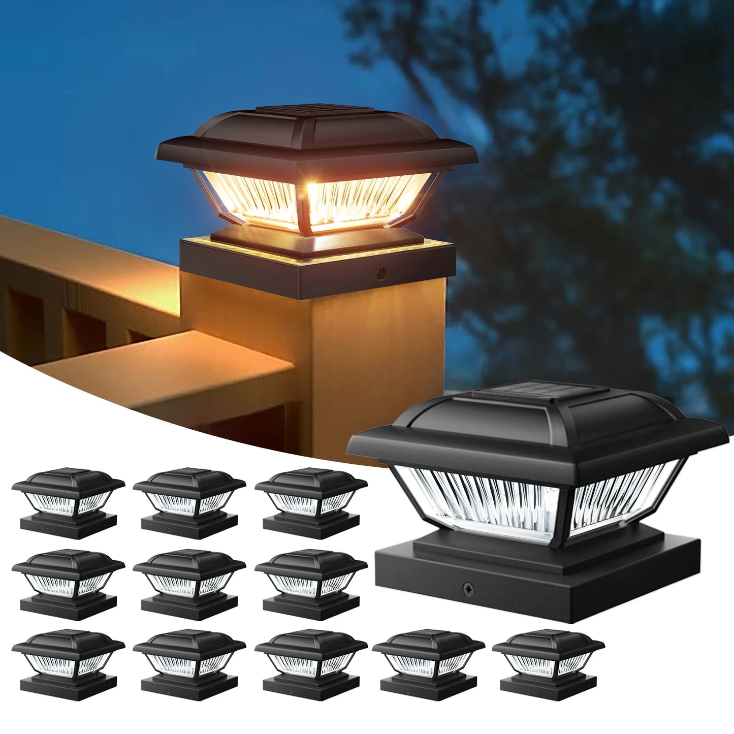 6/12 3.5x3.5-5.5x5.3 Pack Solar Post Cap Lights
