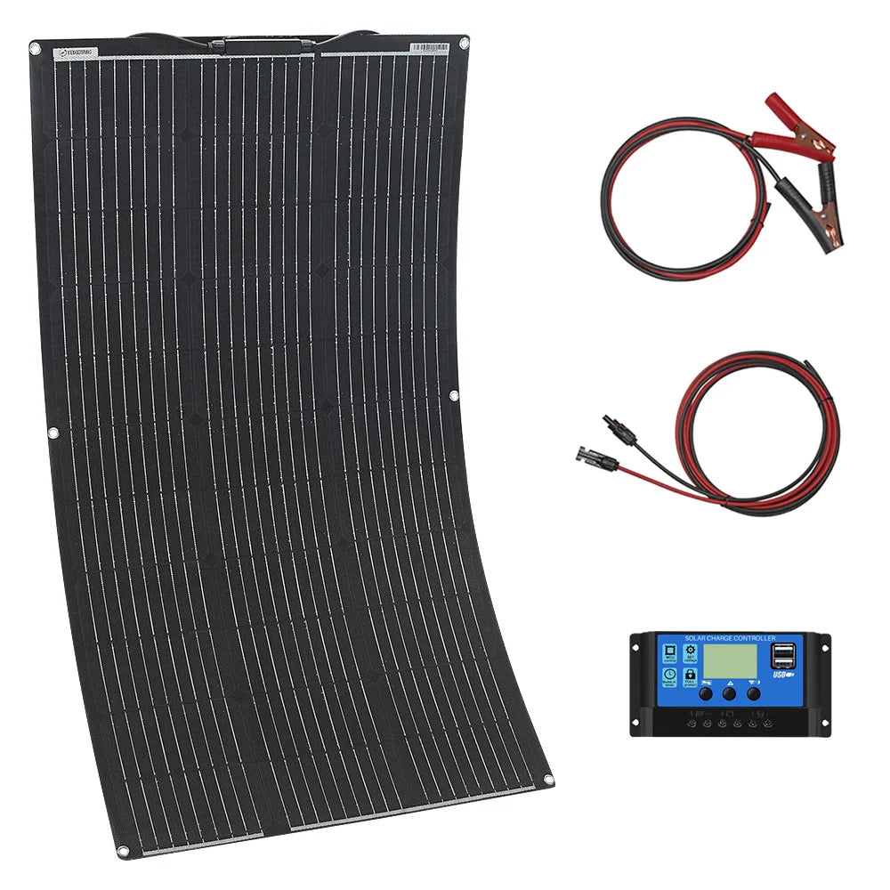 solar panel kit and 300w 200w 100w flexible solar panels 12v 24v high efficiency battery charger module