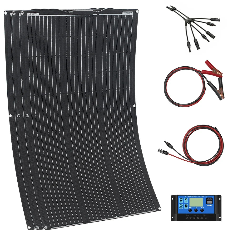 solar panel kit and 300w 200w 100w flexible solar panels 12v 24v high efficiency battery charger module