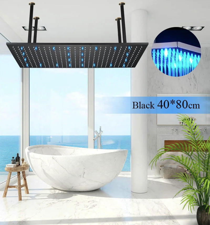 Large Rainfall Shower Faucet Ceiling Faucets LED Shower Head
