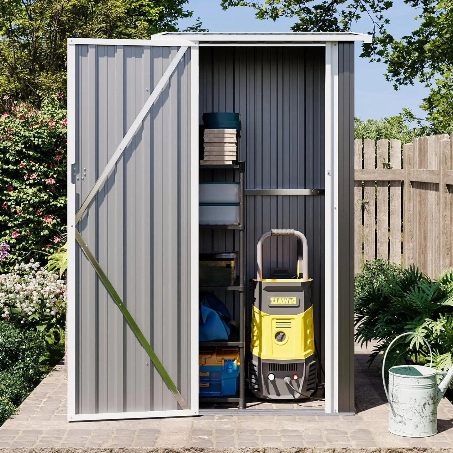 5'x3' Outdoor Storage Shed, Metal Tool Shed with Lockable Door,