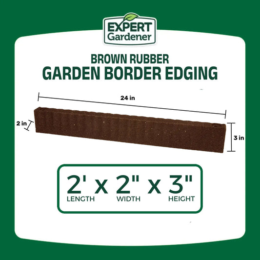2' x 3" Brown Recycled Rubber Garden Border Landscape Edging - 8 Pack