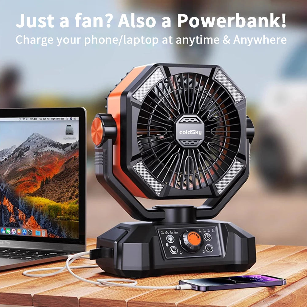 Cold Sky ,4 LED Lantern 8 Speeds Camping/ Desk Fan