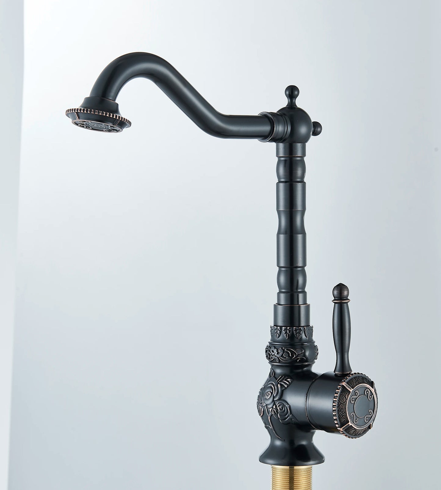 POIQIHY Basin Faucets Antique Brass Faucet Basin Carving Tap Rotation Single Handle Tap Mixer Taps Bathroom Vessel Sink Faucet