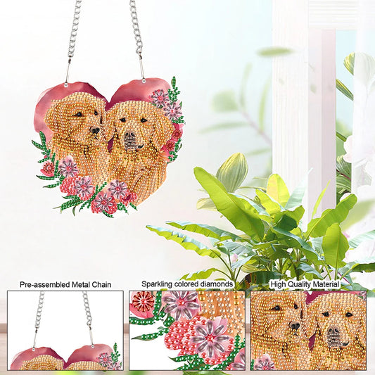 Valentines Day Love Puppy DIY Diamond Art Pendant Kit