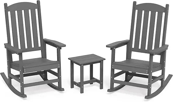 Outdoor Rocking Chairs Set of 3, 2 Chairs & 1 Table