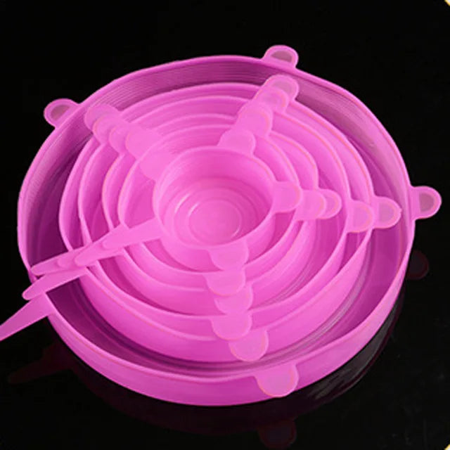 6 Pcs Silicone Cover Stretch Lids for Kitchen Microwave Food Covers Bowl Caps