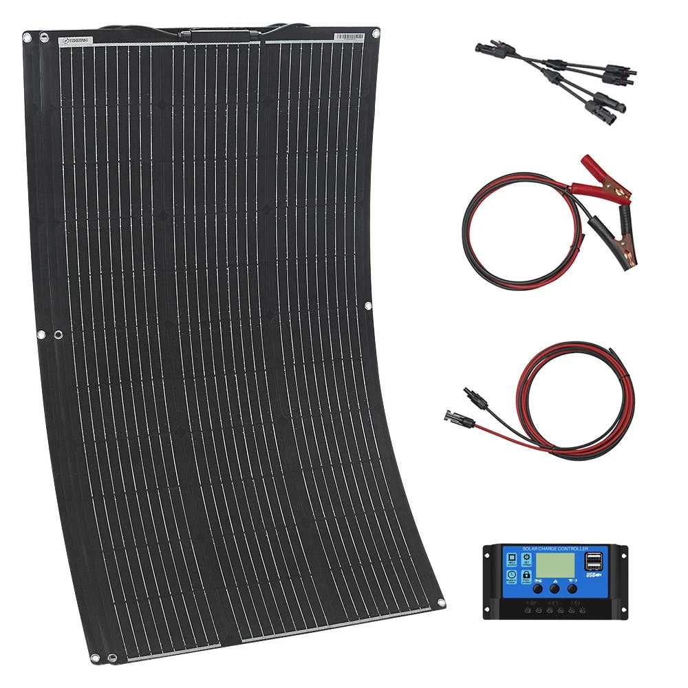 solar panel kit and 300w 200w 100w flexible solar panels 12v 24v high efficiency battery charger module