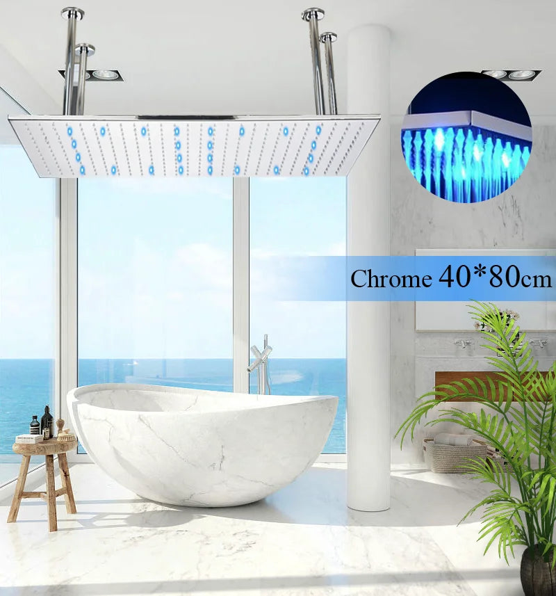 Large Rainfall Shower Faucet Ceiling Faucets LED Shower Head