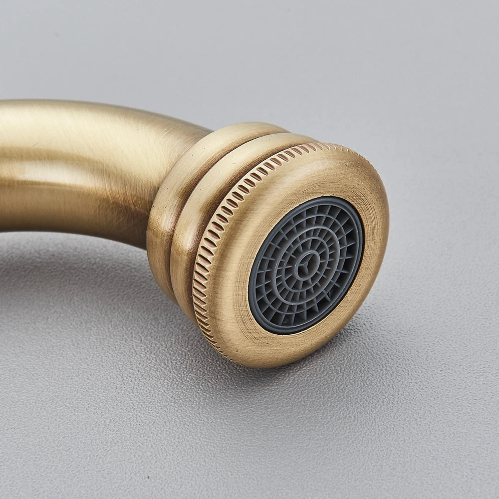 POIQIHY Basin Faucets Antique Brass Faucet Basin Carving Tap Rotation Single Handle Tap Mixer Taps Bathroom Vessel Sink Faucet