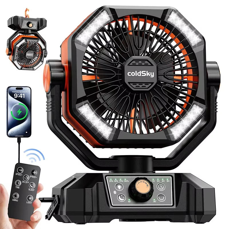 Cold Sky ,4 LED Lantern 8 Speeds Camping/ Desk Fan
