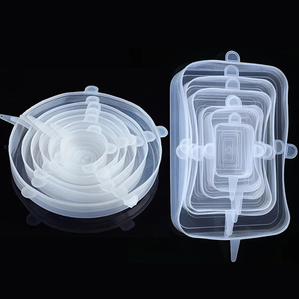 6 Pcs Silicone Cover Stretch Lids for Kitchen Microwave Food Covers Bowl Caps