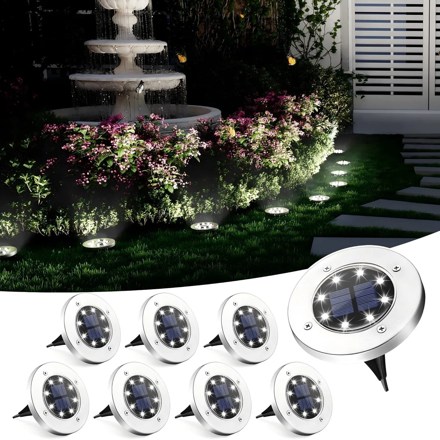 4/8pcs Solar Lights Outdoor, 8 LED Solar Landscape Lighting for Garden, Yard, Pathway (Cool/Warm White)