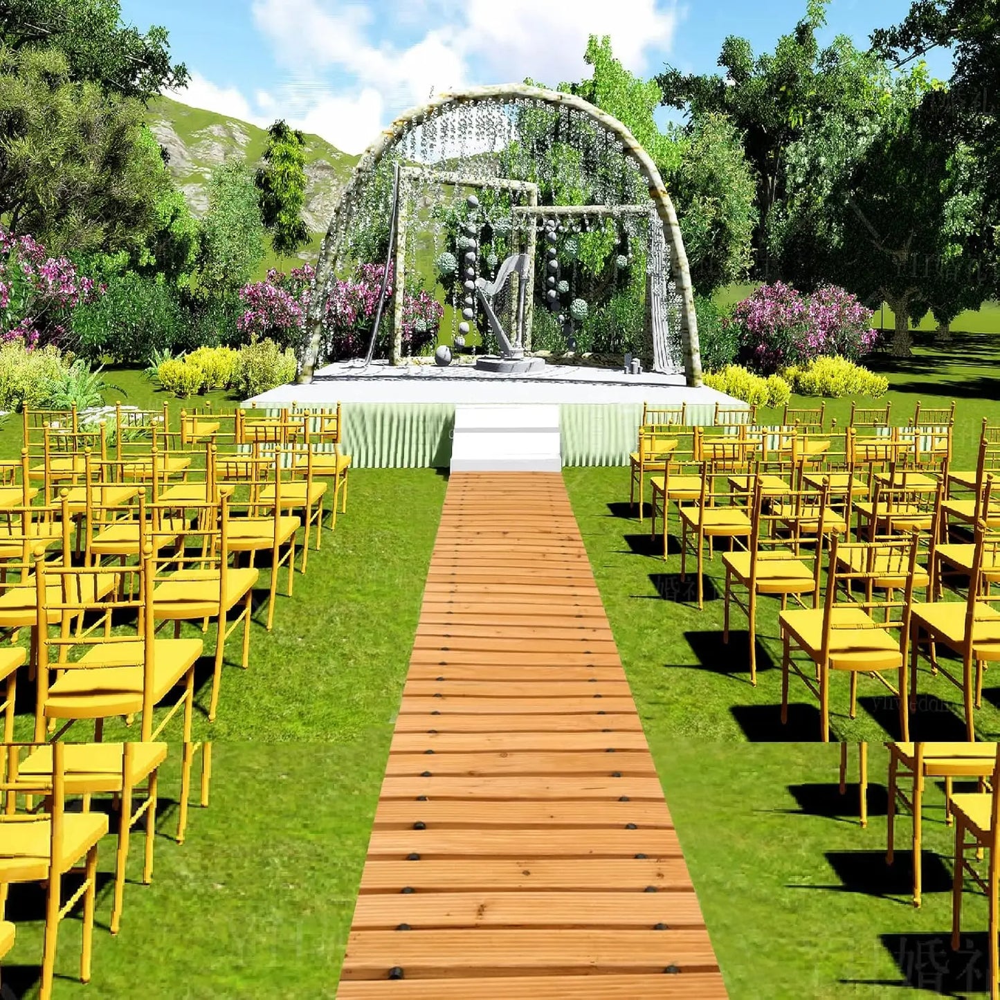 10FT Wooden Outdoor Roll Out Decorative Garden Walkway