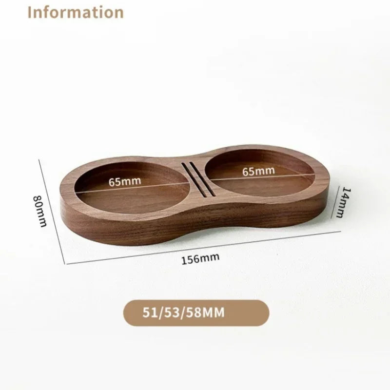 51/53/58MM Walnut Wood Coffee Tamper Mat Station
