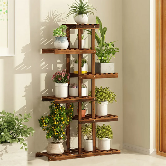 Reinforced 52" Tall 6 Tier Wood Plant Stand Corner Shelf