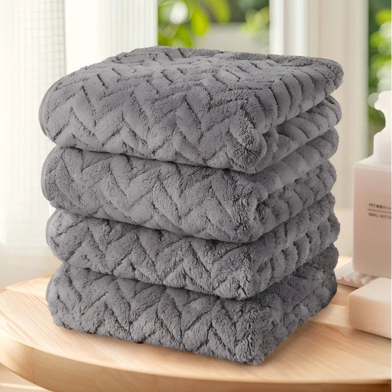 4 Piece Solid Color Towel Set