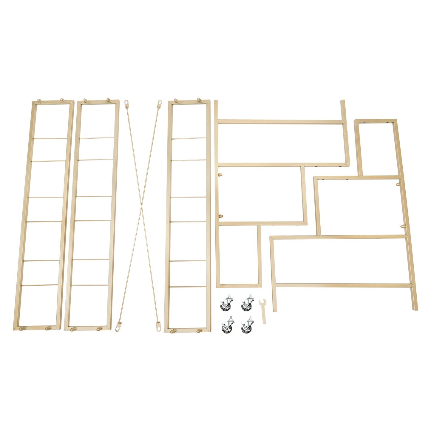 3 Layers White Flower Display Stand with 12 Buckets & Wheel