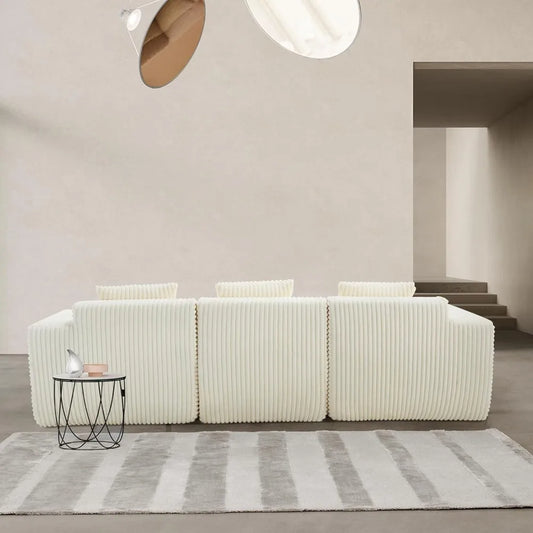 L-Shaped Free Combination Sofa,Couch Corduroy Sectional Sofa 4Seater Corner Couch Deep Seat Floor Sofá for Living Room Apartment