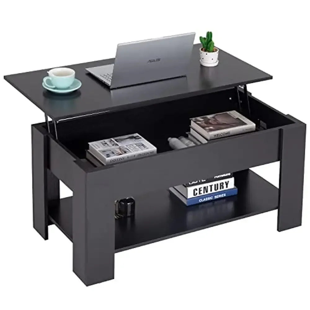 Modern Lift Top Coffee Table, P2 MDF 39"x28"x24" Black
