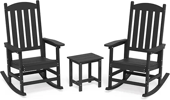Outdoor Rocking Chairs Set of 3, 2 Chairs & 1 Table