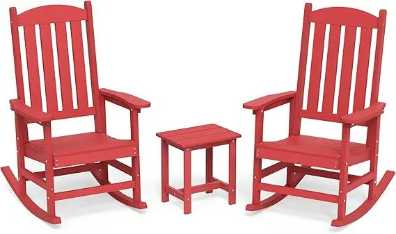 Outdoor Rocking Chairs Set of 3, 2 Chairs & 1 Table