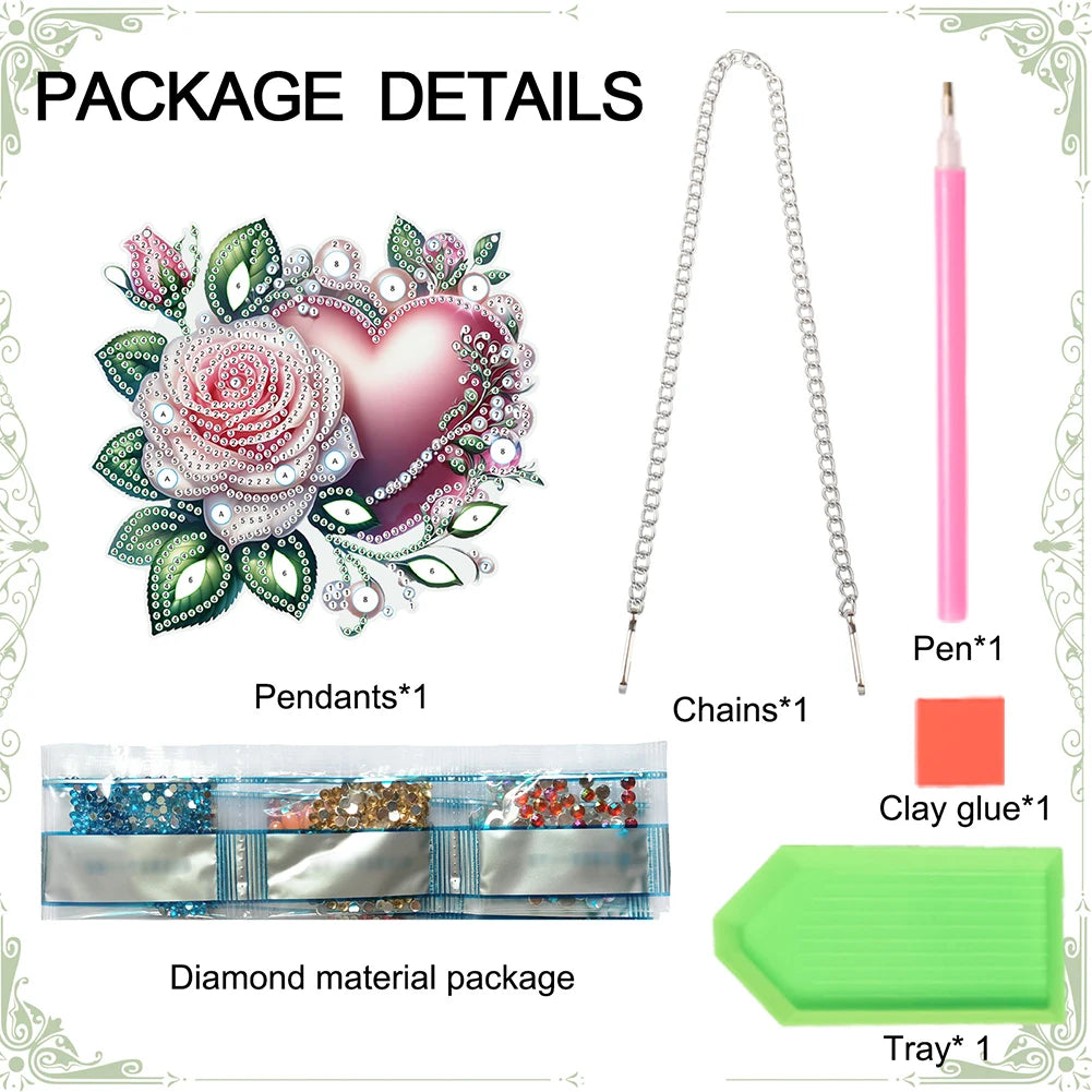 Valentines Day Love Puppy DIY Diamond Art Pendant Kit