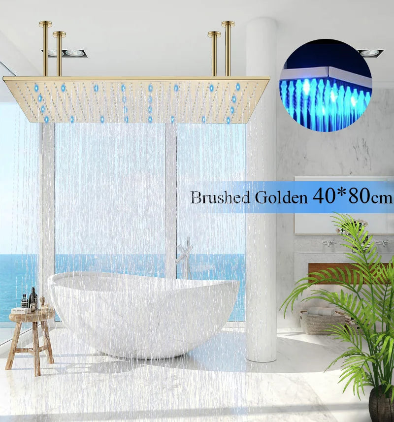 Large Rainfall Shower Faucet Ceiling Faucets LED Shower Head