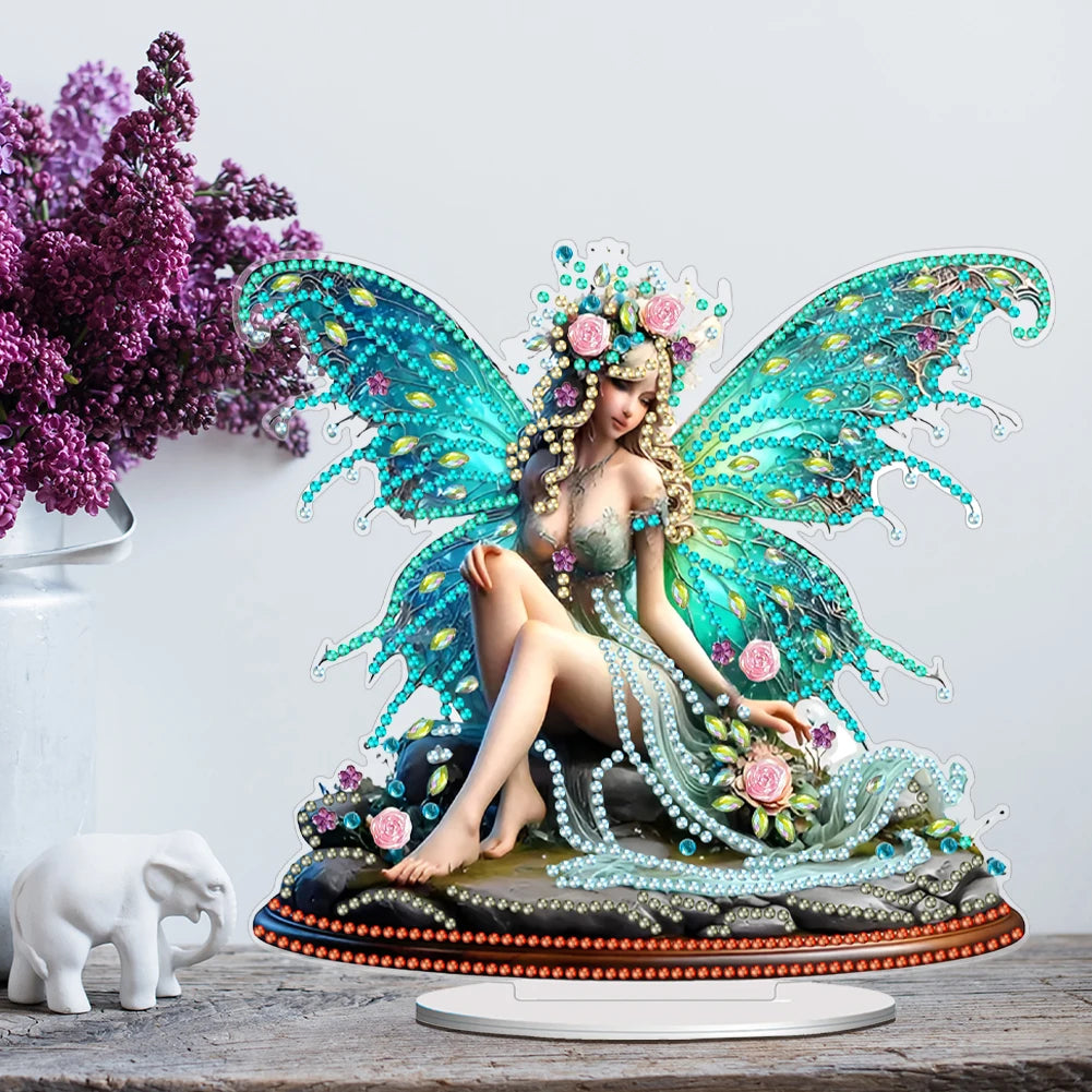 Acrylic Special Shaped Butterfly Flower 5D DIY Diamond Art Tabletop Decorations Diamond Painting Desktop Decorations for Bedroom
