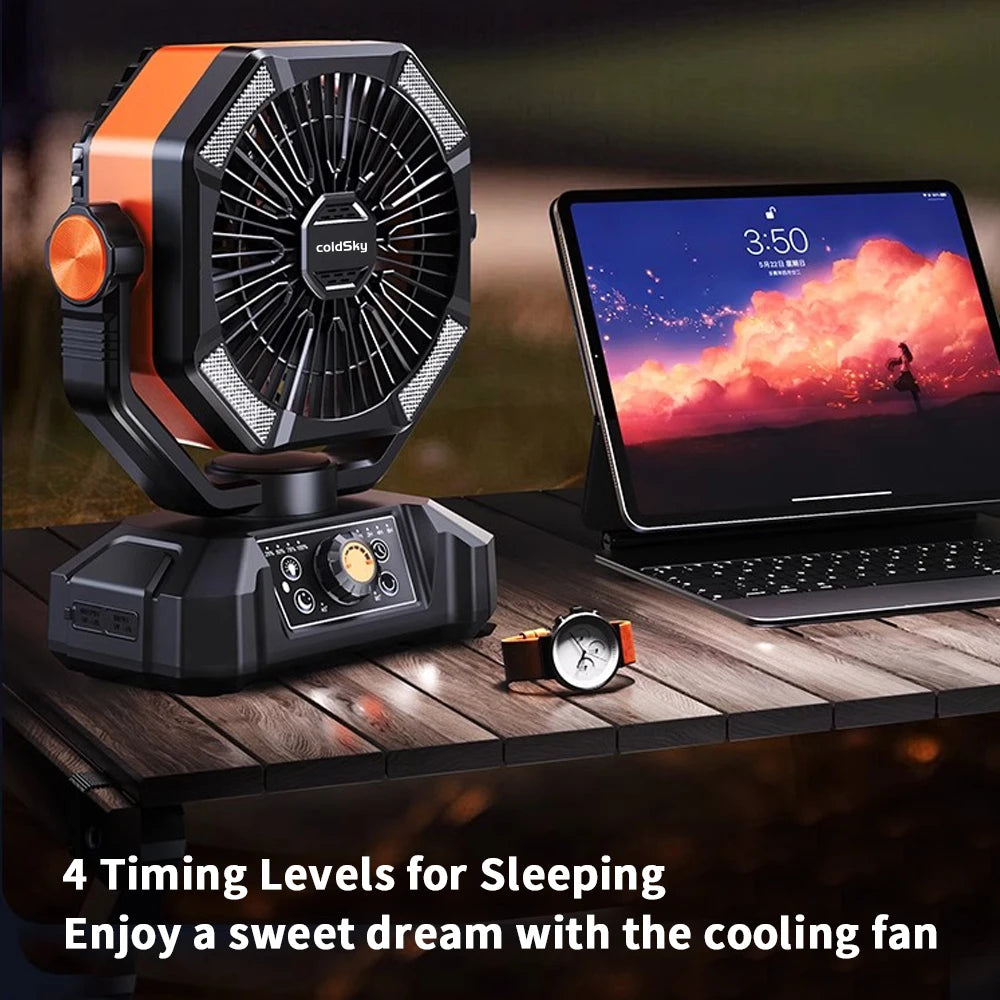 Cold Sky ,4 LED Lantern 8 Speeds Camping/ Desk Fan