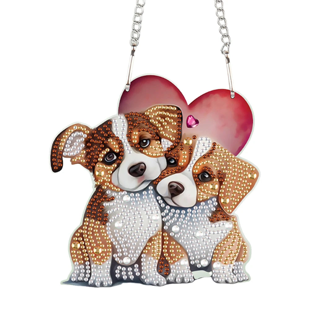 Valentines Day Love Puppy DIY Diamond Art Pendant Kit