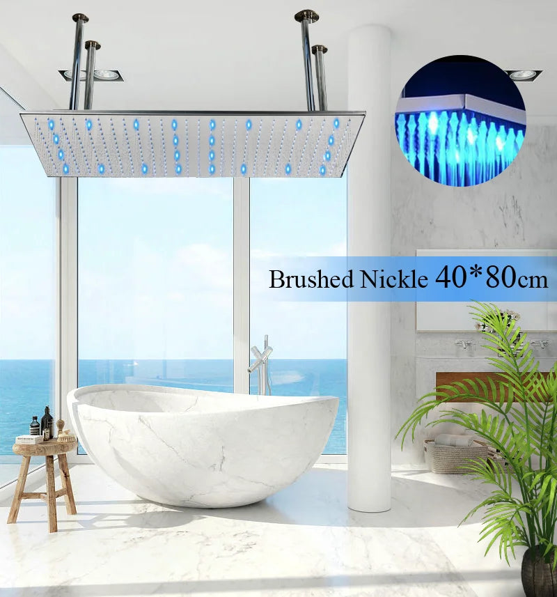 Large Rainfall Shower Faucet Ceiling Faucets LED Shower Head