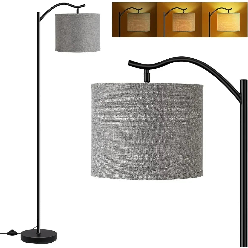 9W LED Arched Floor Lamp with Linen Shade,3 Brightness Levels