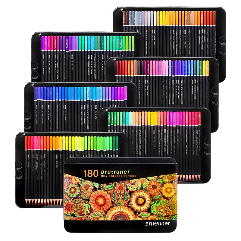 Brutfuner 48/72/120/150/160/180Colors Pencils Professional Oil Wood Soft Watercolor Pencil For School Draw Sketch Art Supplies