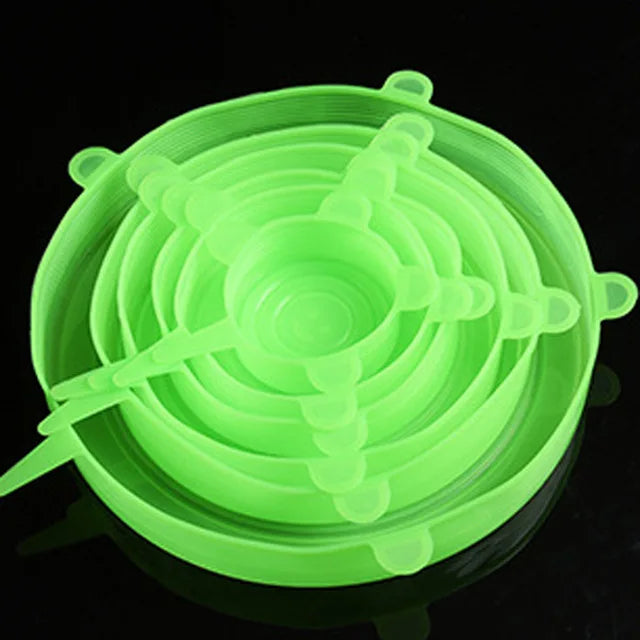 6 Pcs Silicone Cover Stretch Lids for Kitchen Microwave Food Covers Bowl Caps