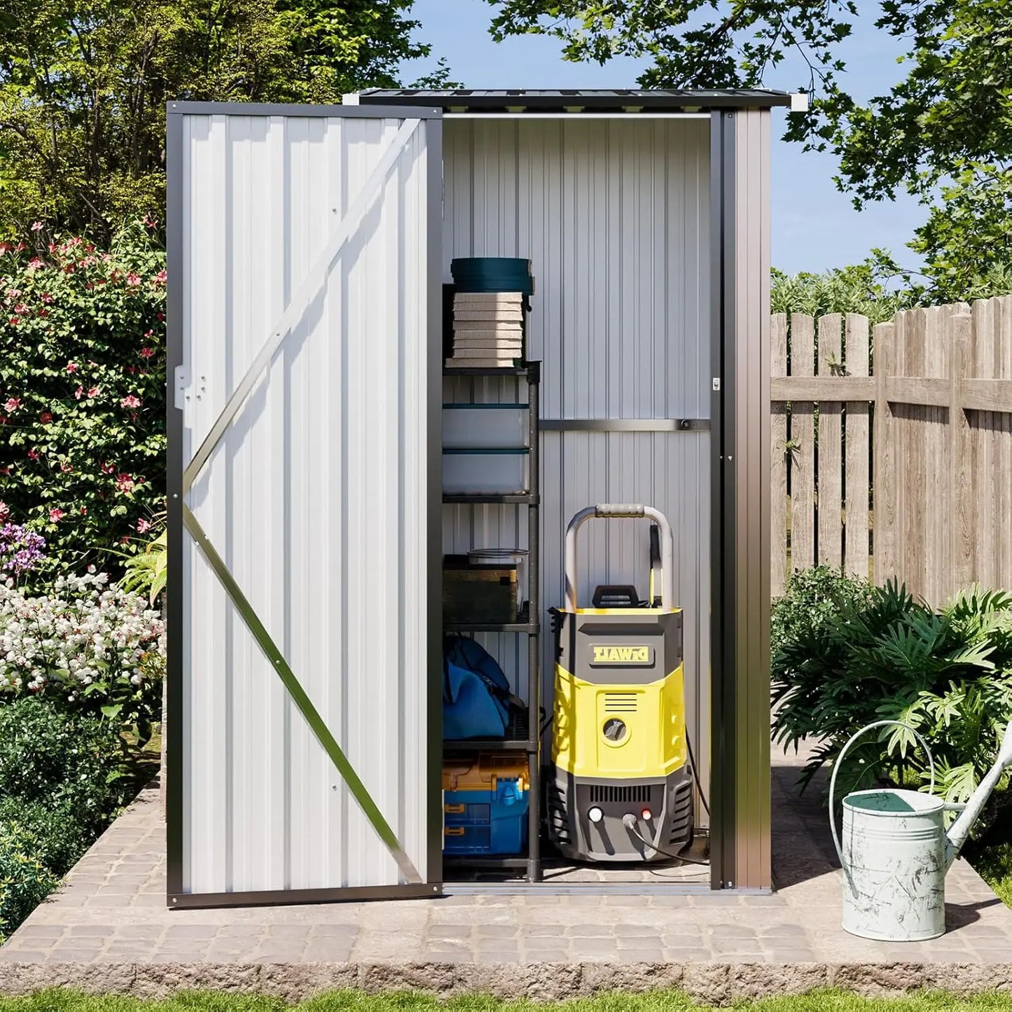 5'x3' Outdoor Storage Shed, Metal Tool Shed with Lockable Door,