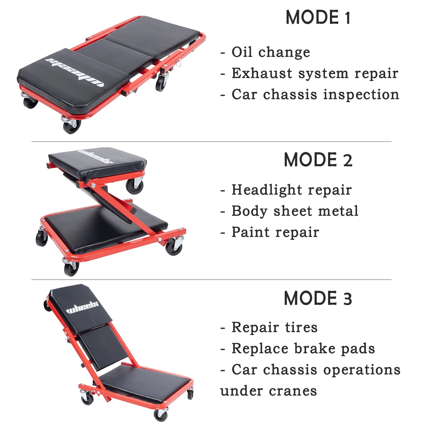 3-in-1 Rolling Mechanic Creeper Z Seat